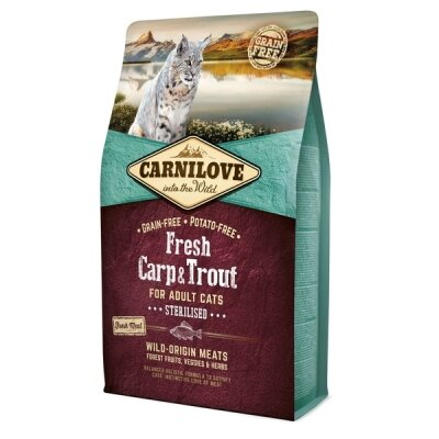 Корм сухий для стерилізованих кішок Carnilove Fresh Carp Trout з коропом та фореллю, 2 кг