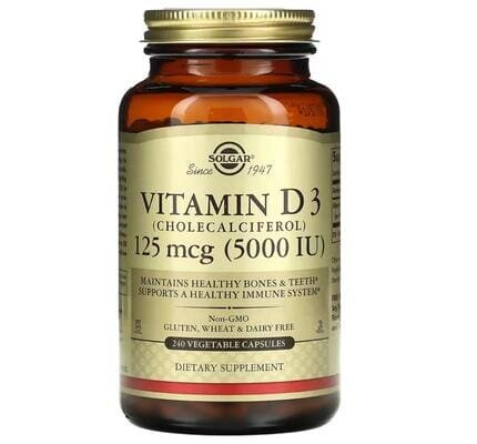 Вітамін Д3 Solgar Vitamin D3 (Cholecalciferol) 125 мкг (5000 МО) вег. капсули №240