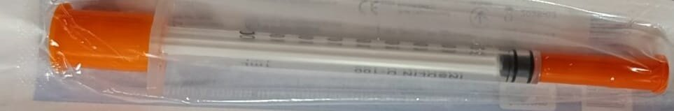 Шприц інсуліновий 1 мл Dr.White U-100 3-х компонентний із вбудованою голкою G30 (0,32 х 13 мм), 1 штука