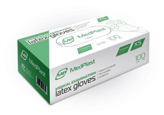 Рукавички оглядові Top Glove латексні з пудрою нестерильні, розмір XS, пара