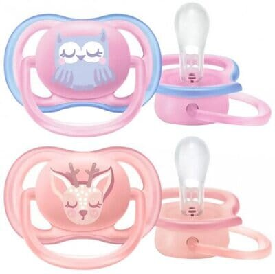 Пустушка силіконова Philips Avent Ultra Air SCF085/02 ортодонтична, 0-6 місяців, для дівчаток, 2 шт