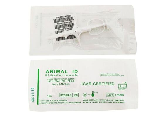 Мікрочіп для ідентифікації тварин Animal ID 2 х 12 мм з аплікатором