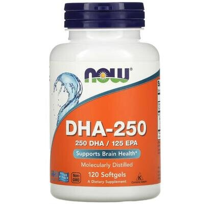Докозагексаєнова кислота NOW DHA-250 Fish Oil м'які капсули №120