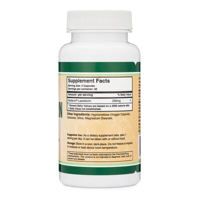 Лактоферин Double Wood Lactoferrin 250 мг, 60 капсул