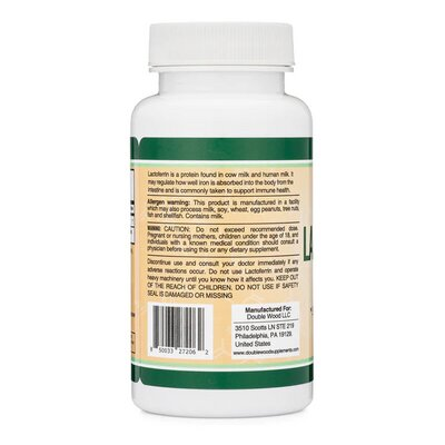 Лактоферин Double Wood Lactoferrin 250 мг, 60 капсул