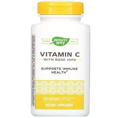 Вітамін C Nature's Way Vitamin C With Rose Hips C-1000, 250 капсул