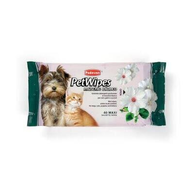 Серветки вологі для собак і кішок Padovan Pet Wipes Muschio Bianco, 40 штук