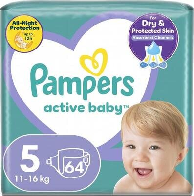 Підгузки дитячі Pampers Active Baby розмір 5, 11-16 кг, 64 шт
