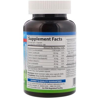 Залізо для жінок Carlson Labs Women's Iron Restore, 180 капсул