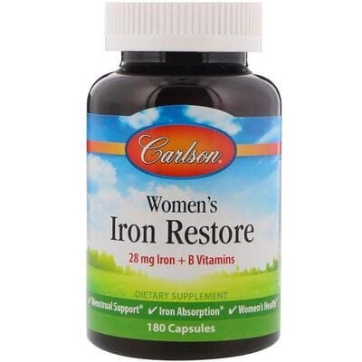 Залізо для жінок Carlson Labs Women's Iron Restore, 180 капсул