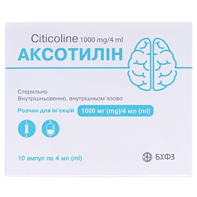 Аксотилін розчин д/ін. 1000 мг/4 мл по 4 мл №10 в амп.