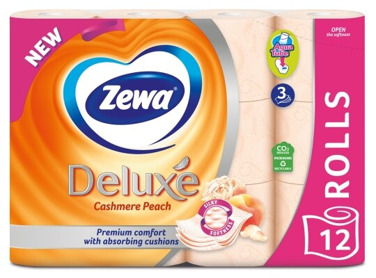 Туалетний папір Zewa Deluxe персик 3 шари, 12 рулонів