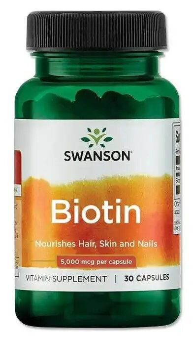 Біотин Swanson Biotin 5000 мкг, 30 капсул