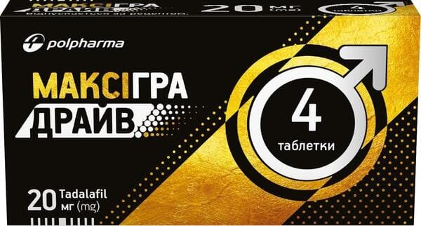 Максігра драйв таблетки, в/плів. обол. по 20 мг №4