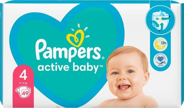 Підгузки дитячі Pampers Active Baby розмір 4, 9-14 кг, 49 шт