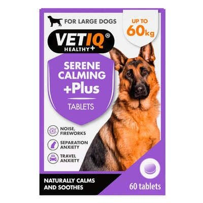 Таблетки заспокійливі VetIQ Serene Calming Plus для гіперактивних, нервових собак середніх та великих порід, 60 штук