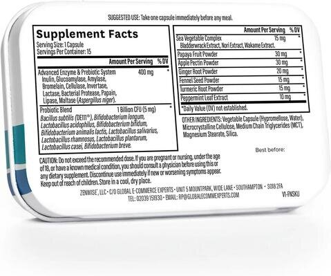 Травні ферменти Zenwise Digestive Enzymes з пробіотиками, 15 капсул