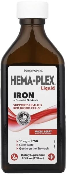 Вітамінно-мінеральний комплекс Nature's Plus Hema-Plex Liquid, ягідне асорті, 250 мл