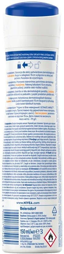 Дезодорант-антиперспірант спрей Nivea Black & White Invisible Ultimate Impact Чорне та Біле Невидимий Extra 72h (83486), 150 мл