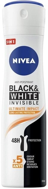 Дезодорант-антиперспірант спрей Nivea Black & White Invisible Ultimate Impact Чорне та Біле Невидимий Extra 72h (83486), 150 мл