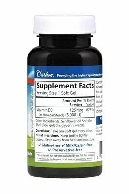 Вітамін Д3 Carlson Labs Vitamin D3 5000 МО, 120 капсул