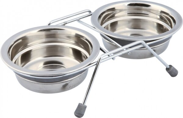 Миски для кішок Trixie 25230 Eat on Feet із сталі на металевій підставці з гумовими ніжками, 2 х 0,25 л/11 см