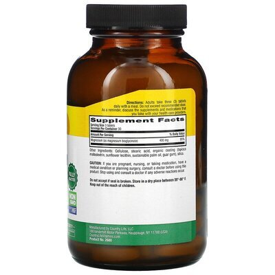 Магнію гліцинат хелатний Country Life Chelated Magnesium Glycinate 133 мг, 90 таблеток