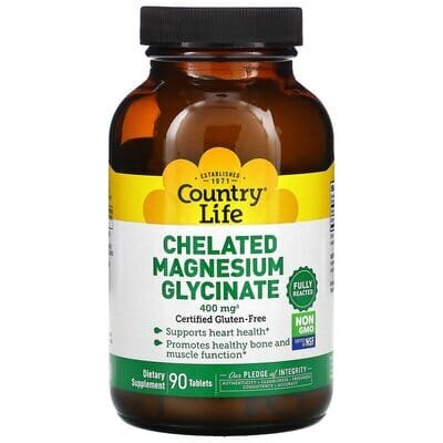 Магнію гліцинат хелатний Country Life Chelated Magnesium Glycinate 133 мг, 90 таблеток