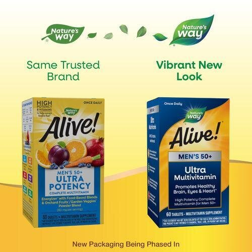 Вітаміни для чоловіків 50+ Nature's Way Alive! Men's 50+ Ultra Multivitamin, 60 таблеток