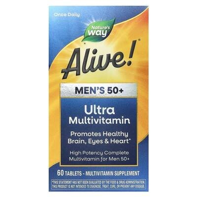 Вітаміни для чоловіків 50+ Nature's Way Alive! Men's 50+ Ultra Multivitamin, 60 таблеток