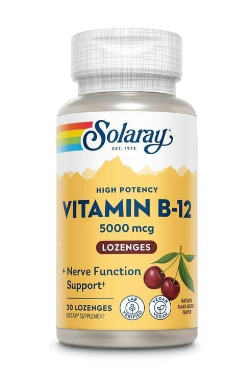 Вітамін B12 Solaray Vitamin B12 5000 Lozenge черешня, 30 льодяників