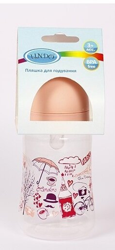 Пляшечка для годування Lindo LI 159 з широким горлечком та силіконовою соскою, 250 мл