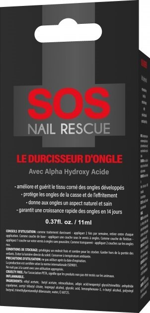 Засіб для нігтів Sos Nail Rescue Зміцнювач нігтів з альфа-гідроксікислотою, 11 мл