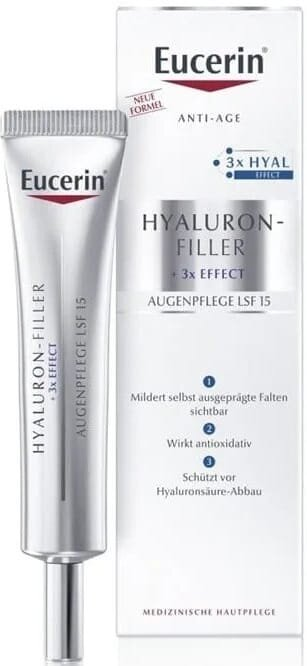 Крем для шкіри навколо очей Eucerin Hyaluron Filler + 3x Effect SPF15 проти зморшок (63536), 15 мл