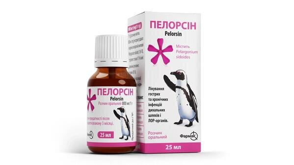 Пелорсін розчин ор. 800 мг/1 г по 25 мл у флак.
