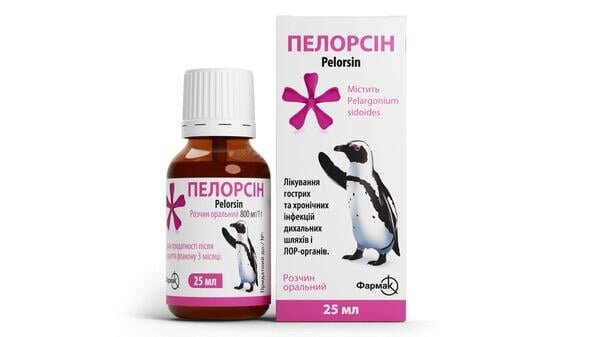 Пелорсін розчин ор. 800 мг/1 г по 25 мл у флак.