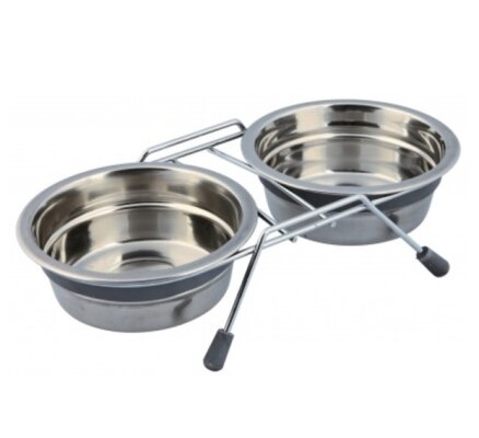 Миски для собак Trixie 25231 Eat on Feet із сталі на металевій підставці з гумовими ніжками, 2 х 0,45 л/13 см