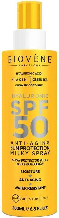 Спрей сонцезахисний Biovene SPF50 для тіла антивіковий з гіалуроновою кислотою, 200 мл