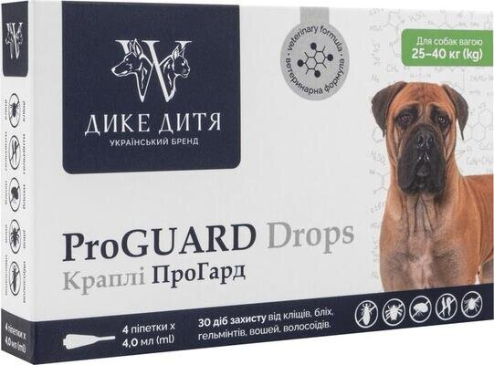 Краплі Дике Дитя ProGUARD для собак вагою від 25 до 40 кг, 1 піпетка по 4 мл