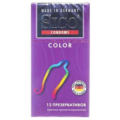 Презервативи Sico Color кольорові, ароматизовані, 12 штук