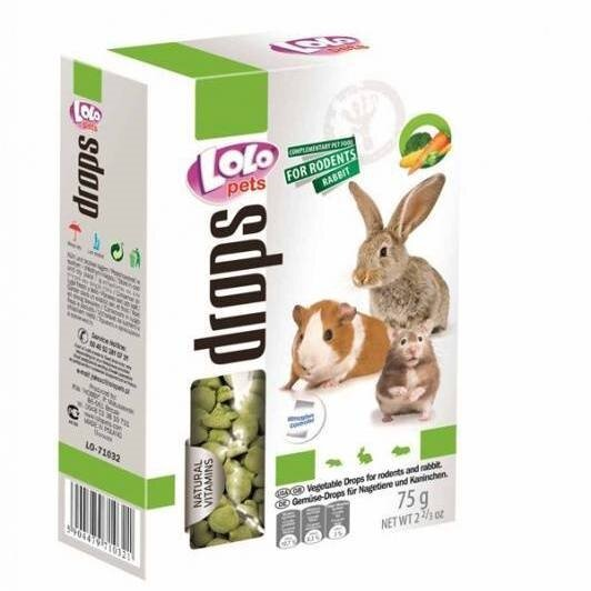 Дропси для гризунів і кроликів Lolo Pets Овочеві, 75 г