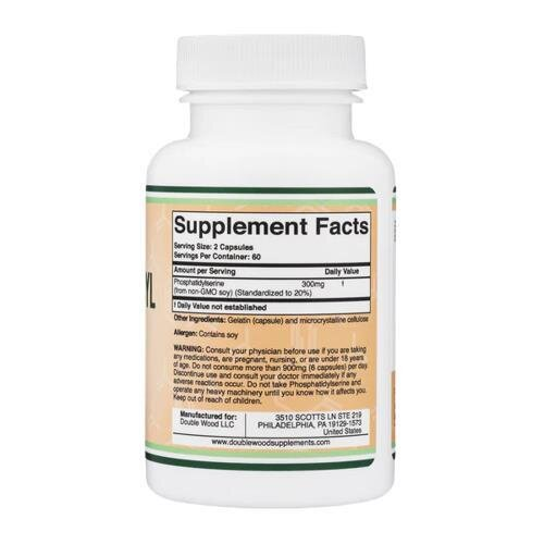 Фосфатидилсерин Double Wood Phosphatidylserine 300 мг, 120 капсул