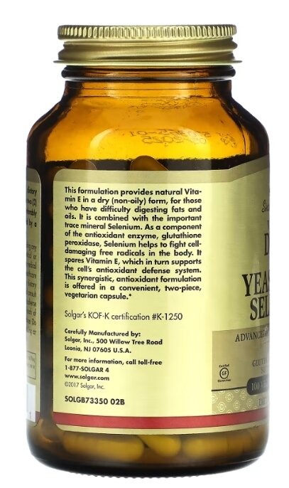 Вітамін Е та селен Solgar Dry Vitamin E with Yeast-Free Selenium вег. капсули №100