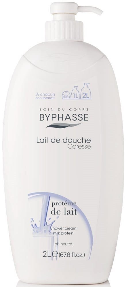 Крем-догляд для душу Byphasse Caresse з молочним протеїном, 2000 мл