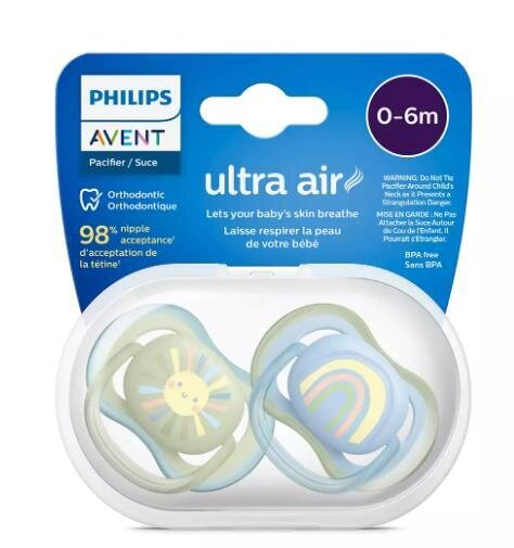 Пустушка силіконова Philips Avent Ultra Air SCF085/58 ортодонтична , 0-6 місяців, 2 шт