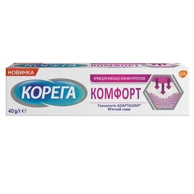 Крем Корега (Corega) для фіксації зубних протезів Комфорт, 40 г