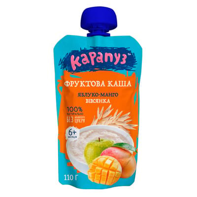 Каша фруктова Карапуз Яблуко, Манго, Вівсянка, 110 г