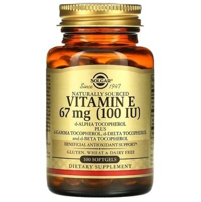 Вітамін Е Solgar Vitamin E 67 мг (100 МО) d-Alpha Tocopherol & Mixed Tocopherols м'які капсули №100
