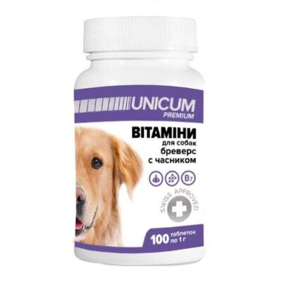 Бреверс Unicum Premium вітаміни для собак з часником, 100 таблеток
