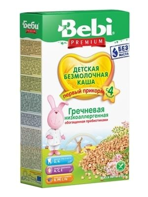 Каша безмолочна Bebi Premium Гречана низькоалергена з пребіотиками, з 4 місяців, 200 г